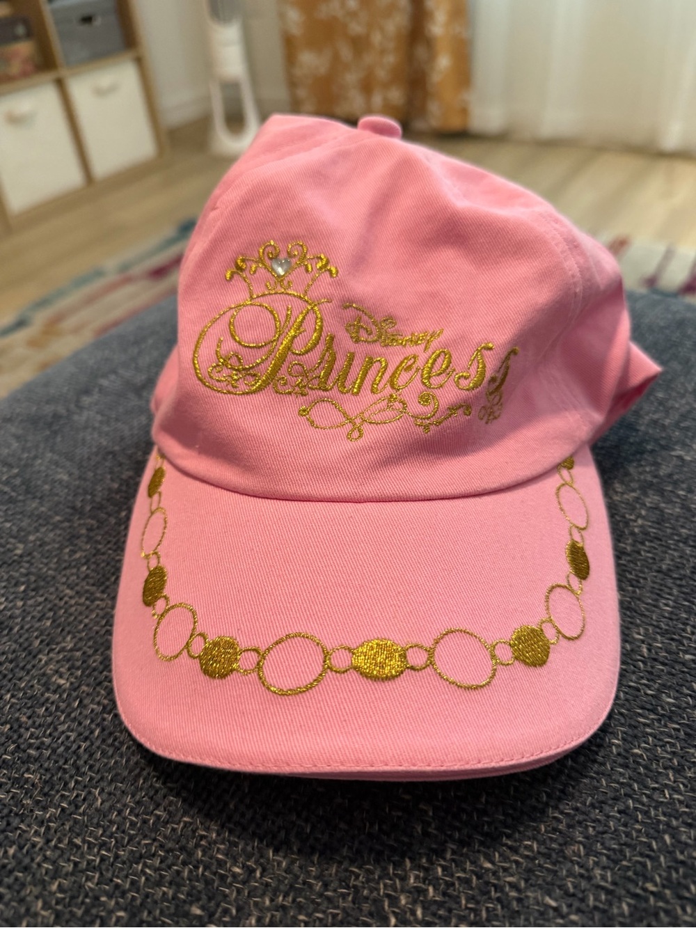 Pink Disney Princess Ladies Baseball Cap with Gold Embroidery